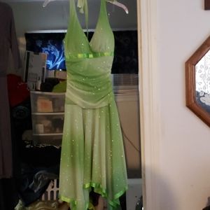 Small green glitter dress hi low hem